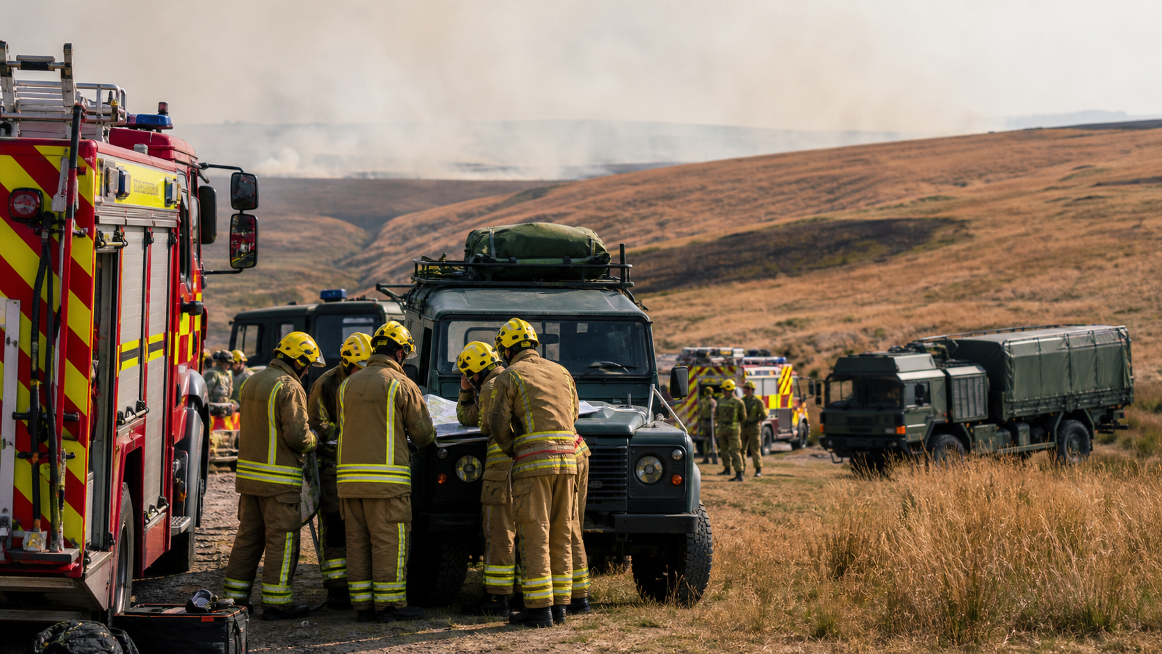 Editorial photograph for Emergency Alert to be sent to England and Wales as Government steps up wildfire response with funding, military support and BBQ ban